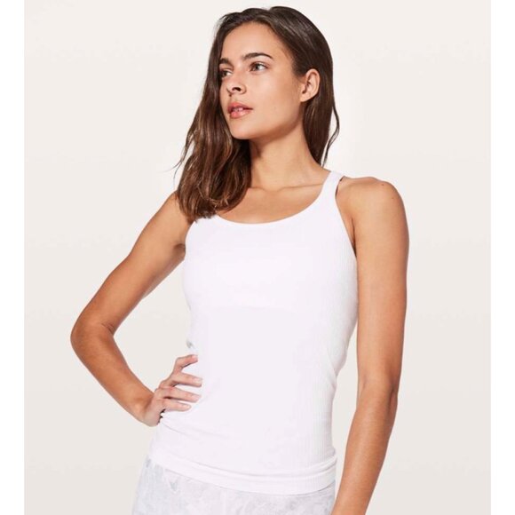 Lululemon Ebb to Street Seamless Ribbed Athletic Tank Top Workout Gym White 6 - Picture 1 of 11